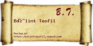 Bálint Teofil névjegykártya
