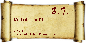 Bálint Teofil névjegykártya